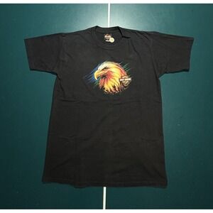 Harley Davidson Eagle Blue Flame Black Size Large Made In USA Vintage Y2K 2003